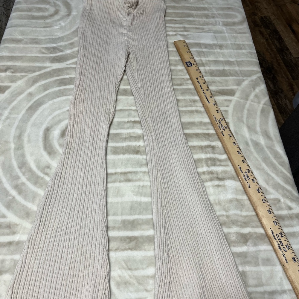 Urban Outfitters Medium Ribbed Flare Pants - Cream